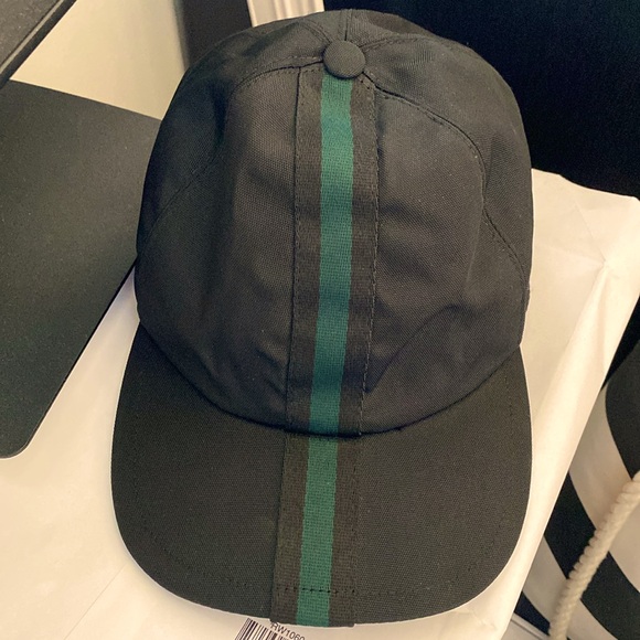 EUC [Gucci] Authentic Luxury Canvas Baseball Hat w/ Black/Green Web, Adjustable! - Picture 1 of 12